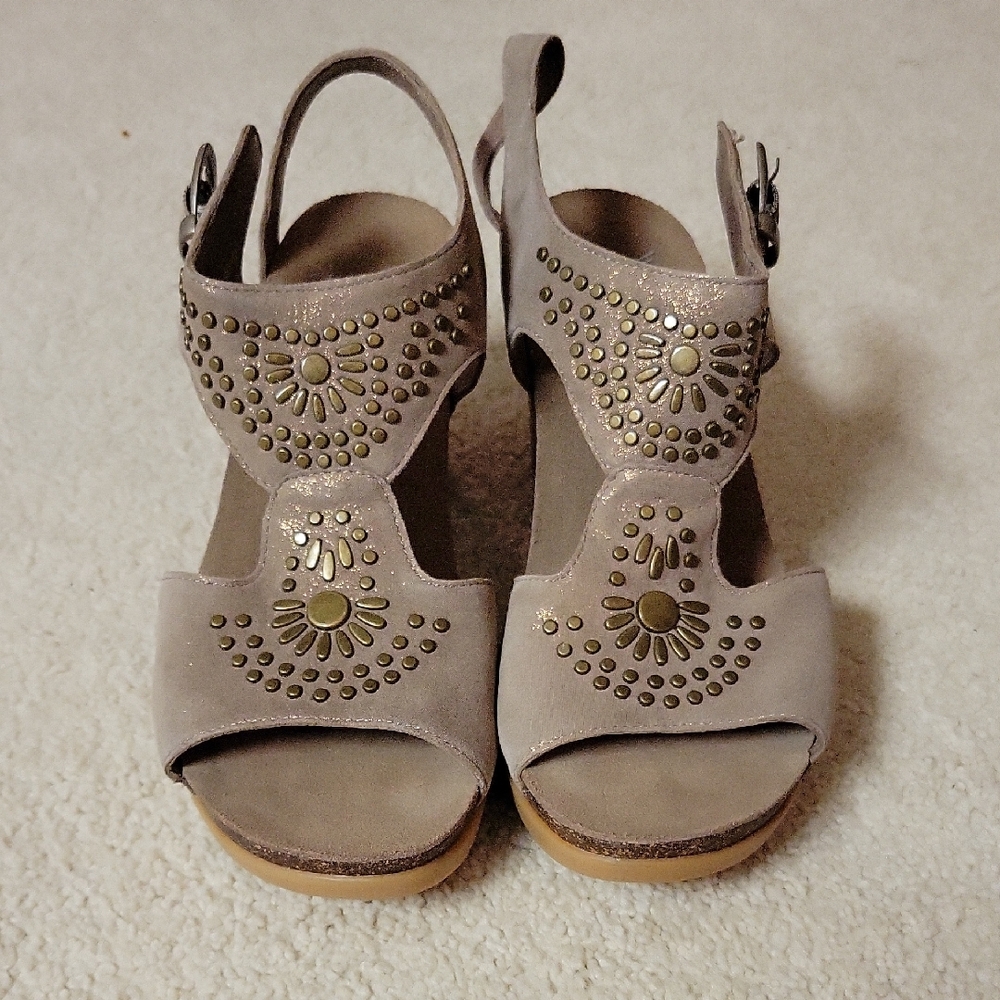 Dansko Taupe Sandals with Gold Details